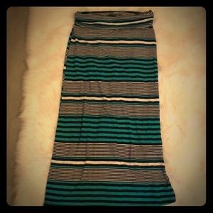 Rue 21 Teal/Black/White striped Maxi Skirt